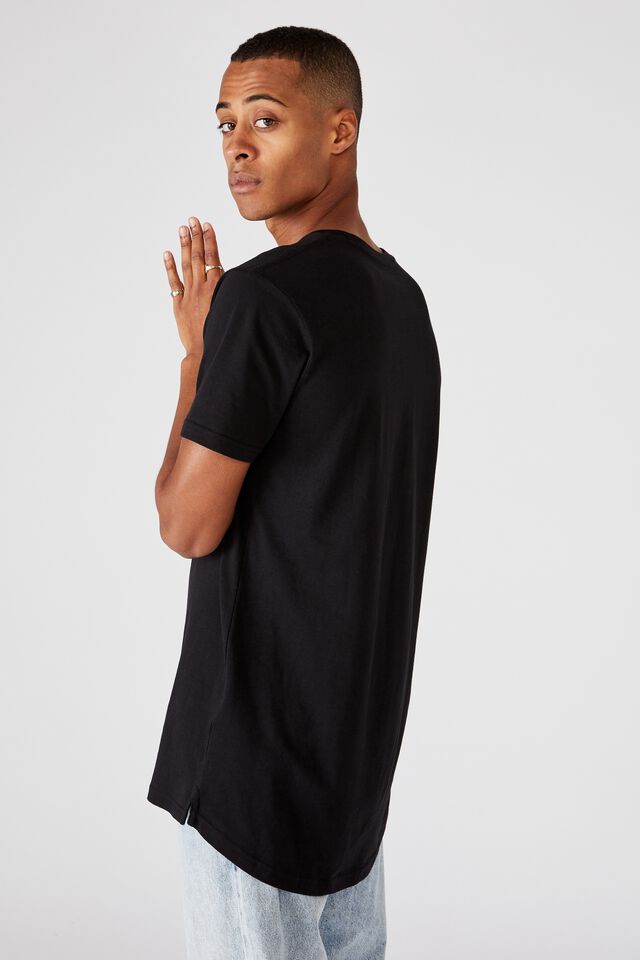 Essential Longline Scoop T-Shirt, BLACK