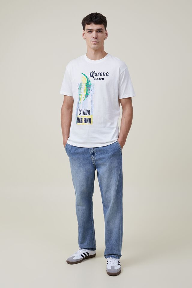 Corona Premium Loose Fit T-Shirt, LCN COR VINTAGE WHITE/CORONA - LA VIDA NAS FI