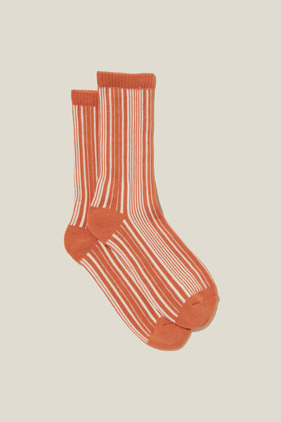 Graphic Sock, CLAY/VERTICAL STRIPE