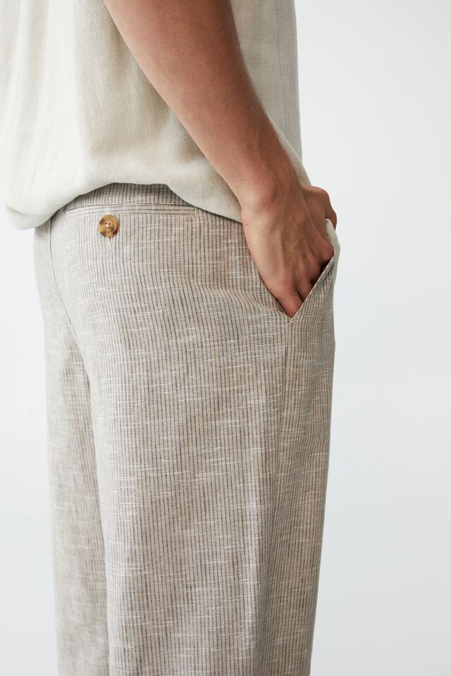 East Coast Textured Pant, NATURAL SPACED STRIPE
