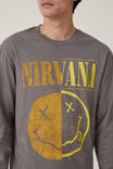 Music Long Sleeve T-Shirt, LCN MT SLATE STONE / NIRVANA - SMILEY HALF - alternate image 4