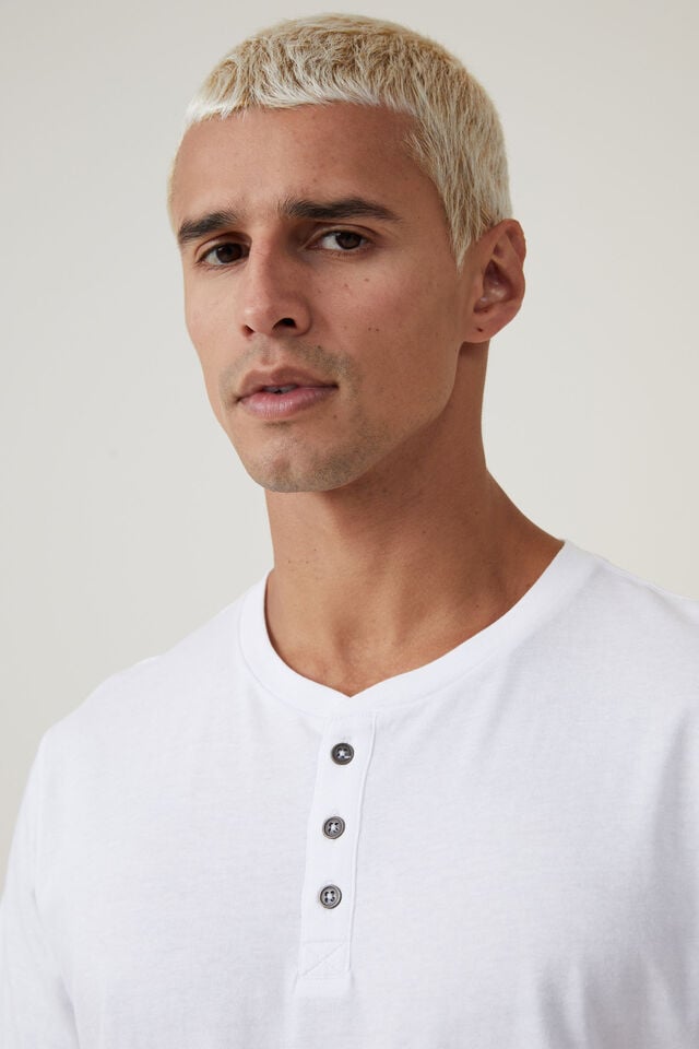 Organic Henley T-Shirt, WHITE