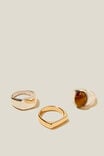 Rings Multi Pack, BRUSHED SILVER/GOLD/BROWN STONE - alternate image 1