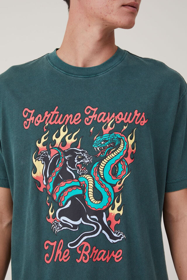 Premium Loose Fit Cny T-Shirt, PINE NEEDLE GREEN/FORTUNE FAVOURS