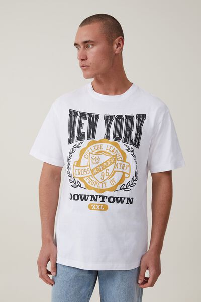Loose Fit Sport T-Shirt, WHITE/NY DOWNTOWN