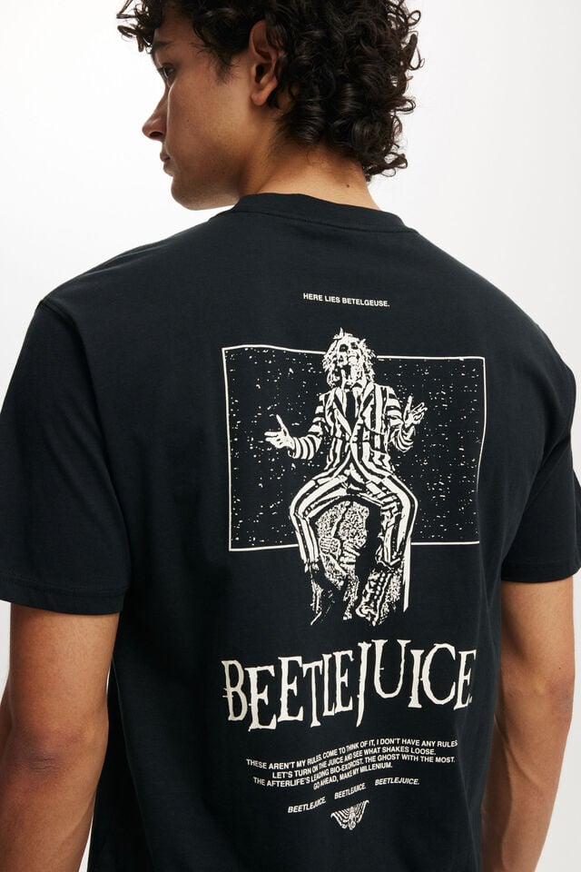 Beetlejuice Loose Fit T-Shirt, LCN WB BLACK/BEETLEJUICE - HERE LIES