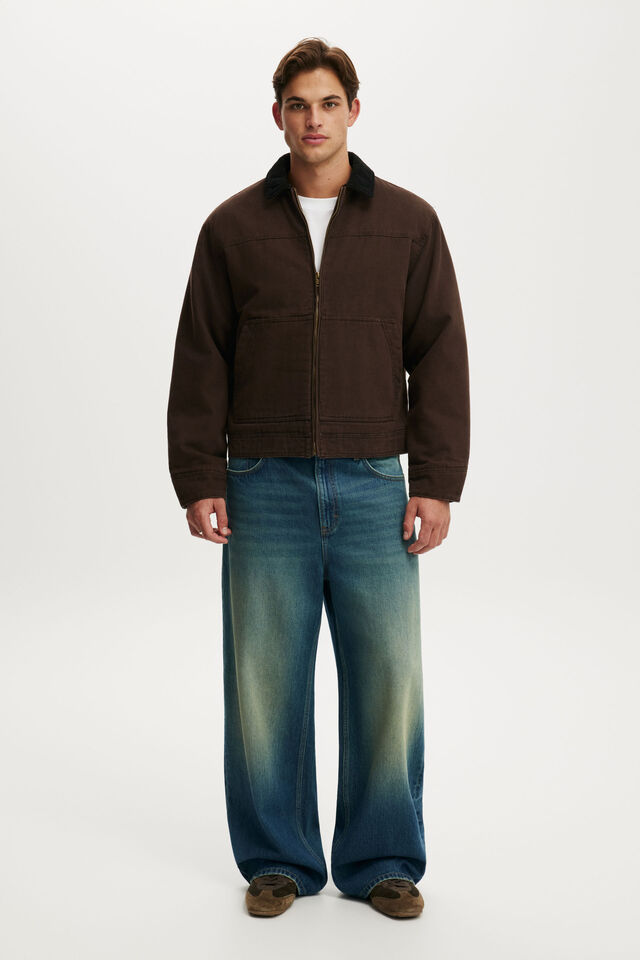 Cropped Worker Jacket, CHOCOLATE