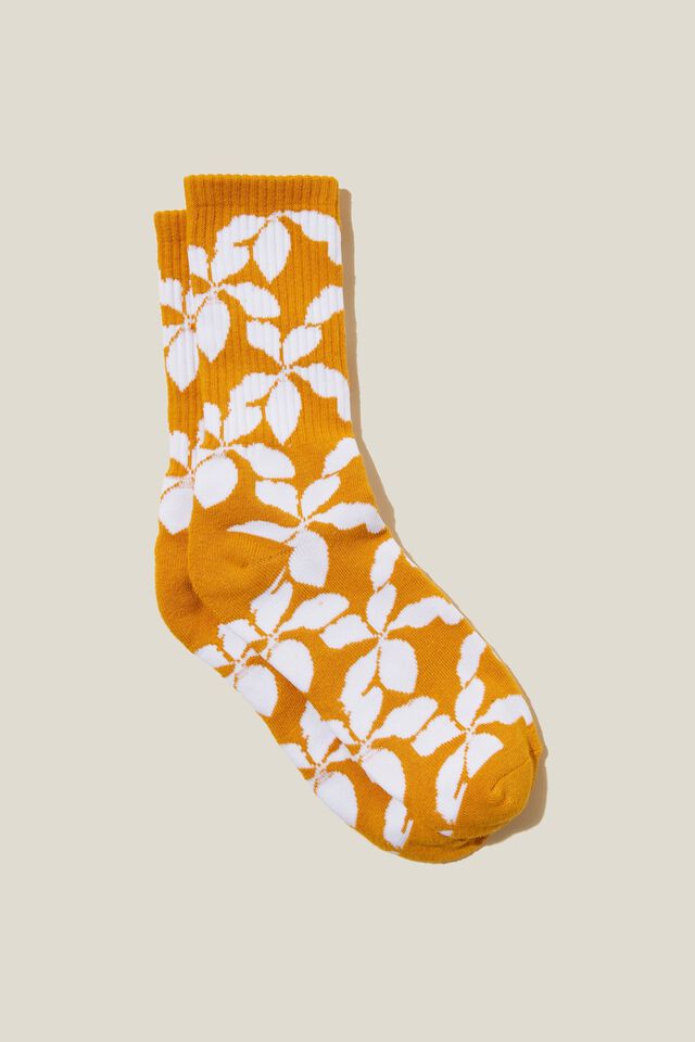 Novelty Sock, GOLDEN YELLOW FLORAL