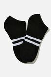 Ankle Socks 2 Pack, BLACK/WHITE SPORT STRIPE