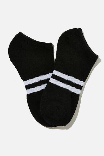 Meias - Ankle Socks 2 Pack, BLACK/WHITE SPORT STRIPE