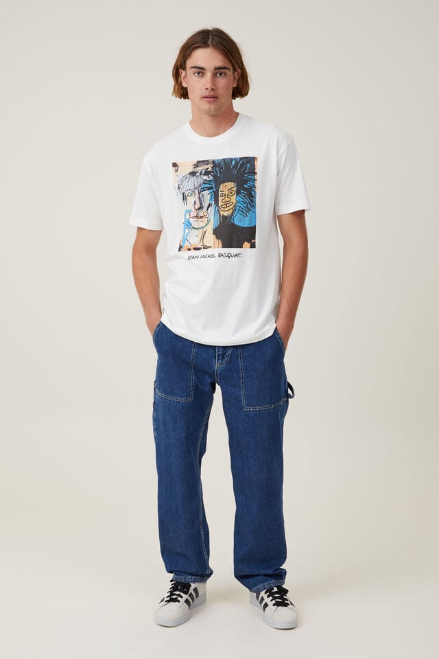 Basquiat Loose Fit T-Shirt, LCN BSQ VINTAGE WHITE/DOS CABEZAS