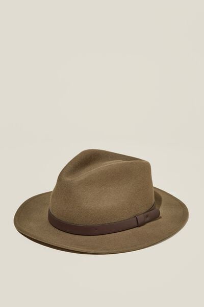 Wide Brim Felt Hat, FAWN/BROWN