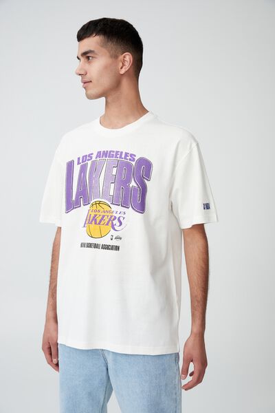 Nba Loose Fit T-Shirt, LCN NBA VINTAGE WHITE/LOS ANGELES LAKERS FADE