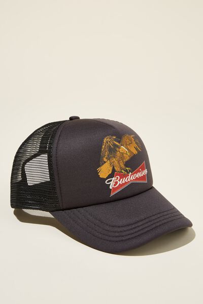 Budweiser Trucker Hat, LCN BUD WASHED BLACK / EAGLE