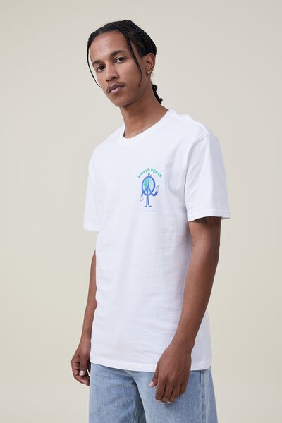 Camiseta - Loose Fit Art T-Shirt, WHITE/WORLD PEACE