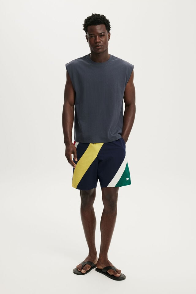 Baggy Swim Short, NAVY NAUTICAL DIAGONAL STRIPE