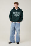 Box Fit College Hoodie, PINE NEEDLE GREEN / NYC WAX CREST - alternate image 2