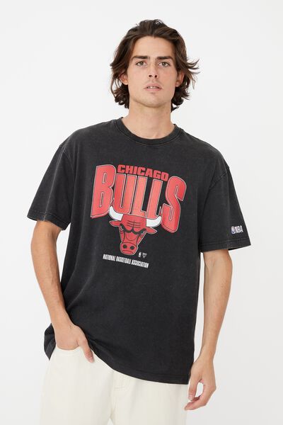 Nba Loose Fit T-Shirt, LCN NBA BLACK/CHICAGO BULLS FADE