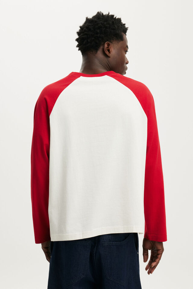 Everyday Fit Long Sleeve T-Shirt, VINTAGE WHITE / RICH RED RAGLAN