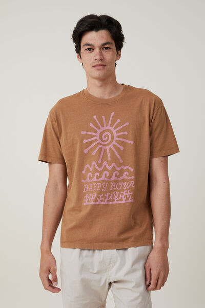 Premium Loose Fit Art T-Shirt, ALMOND HAZE/HAPPY HOUR