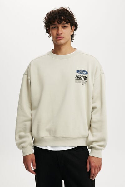 Box Fit Ford Crew Sweater, LCN FOR IVORY/ BOSS 302