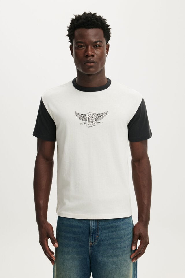 Fitted License Moto T-Shirt, LCN WCC VINTAGE WHITE - WASHED BLACK / TEXAS