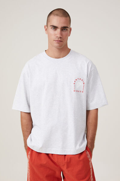 Short Fit Graphic T-Shirt, WHITE MARLE/SANTORINI STEPS