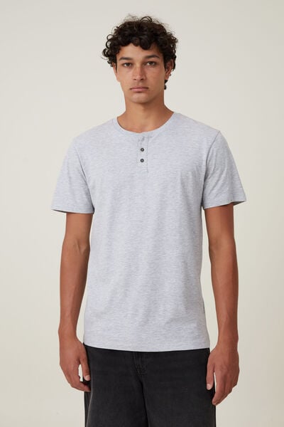 Organic Henley T-Shirt, LIGHT GREY MARLE