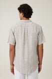 Linen Short Sleeve Shirt, MICRO COFFEE STRIPE - alternate image 3
