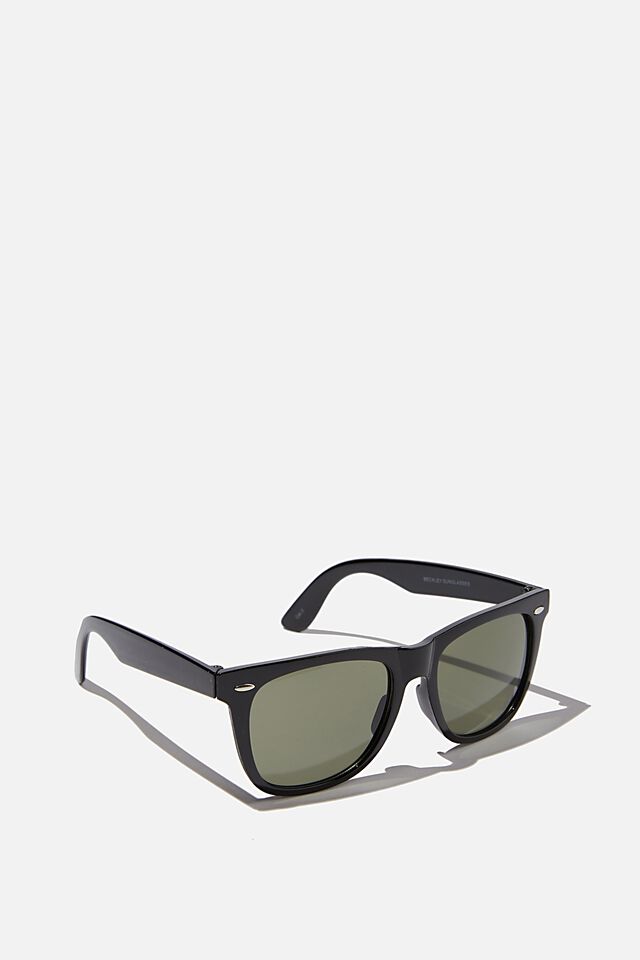 Beckley Sunglasses, BLACK GLOSS/GREEN