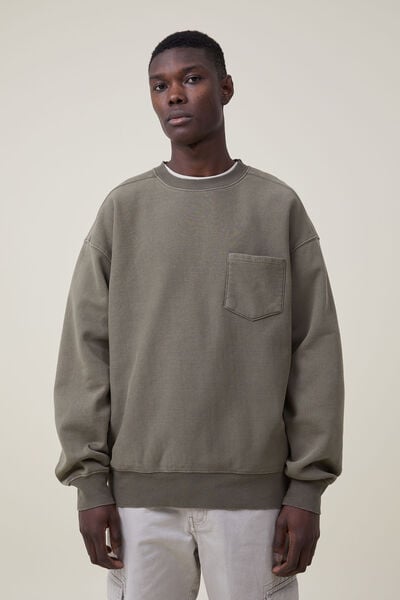 Oversized Crew Sweater, JUNGLE KHAKI