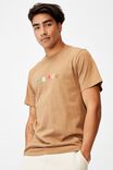 Tbar Text T-Shirt, BURNT ALMOND/PEACE EMBROIDERY