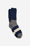 Fluffy Bed Sock, DUSTY BLUE/NAVY/STONE