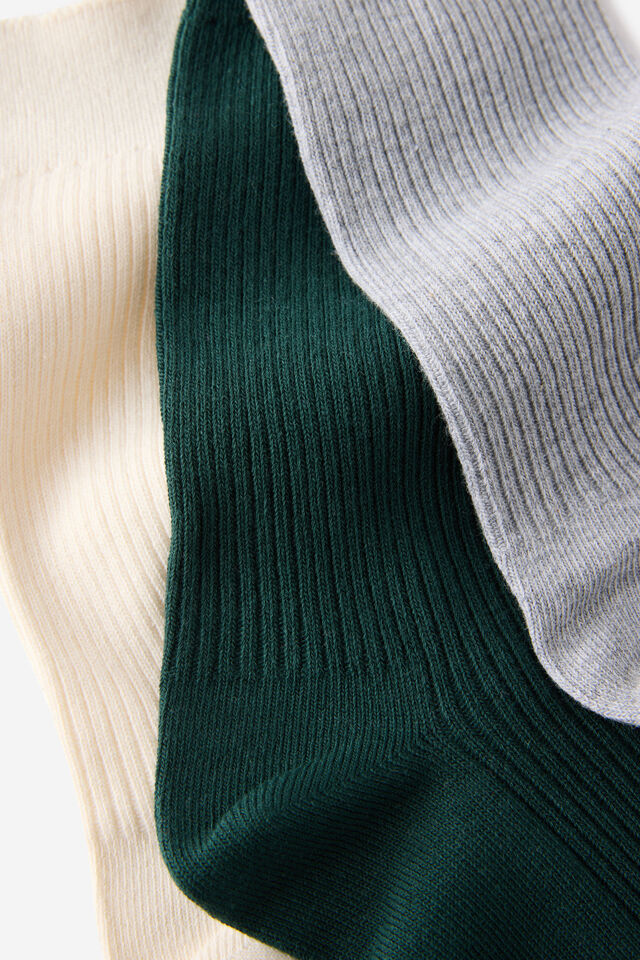 3 Pack Easy Socks, BONE/GREY MARLE/PINENEEDLE