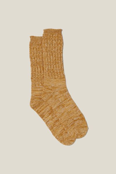 Chunky Knit Sock, GOLD / YELLOW / WHITE
