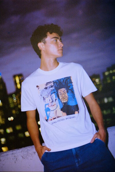 Basquiat Loose Fit T-Shirt, LCN BSQ VINTAGE WHITE/DOS CABEZAS