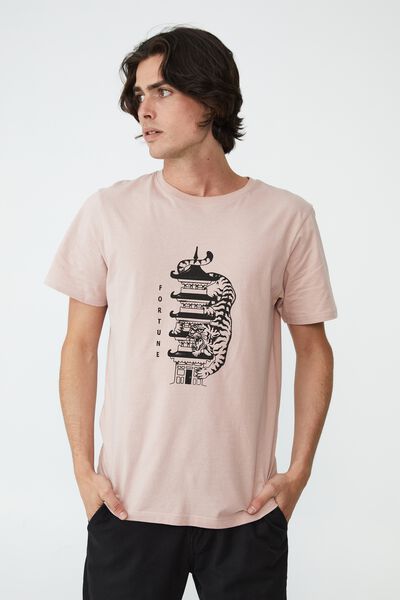 Tbar Art T-Shirt, DIRTY PINK/FORTUNE TIGER