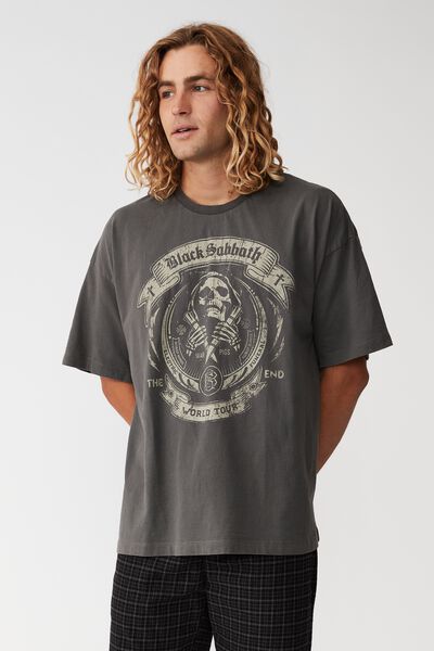 Oversized Vintage T-Shirt, LCN BRA SLATE STONE/BLACK SABBATH - THE END