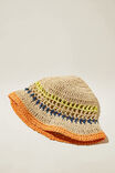 Crochet Bucket Hat, RAFFIA/MULTI COLOUR - alternate image 2