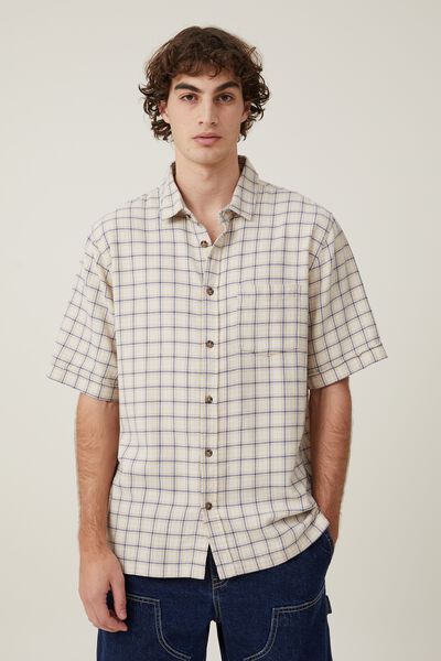 Camisas - Eddie Short Sleeve Shirt, OFF WHITE SKATE CHECK
