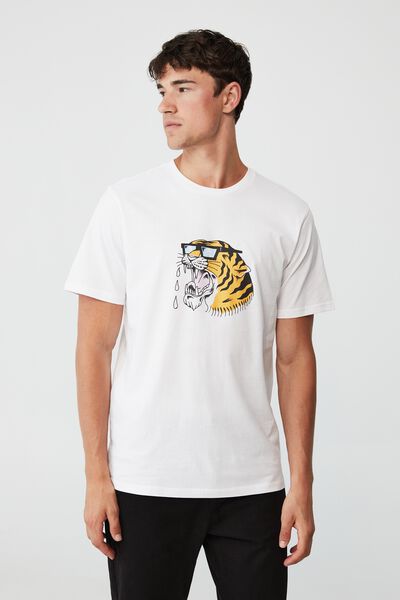 Tbar Art T-Shirt, WHITE/COOL CAT