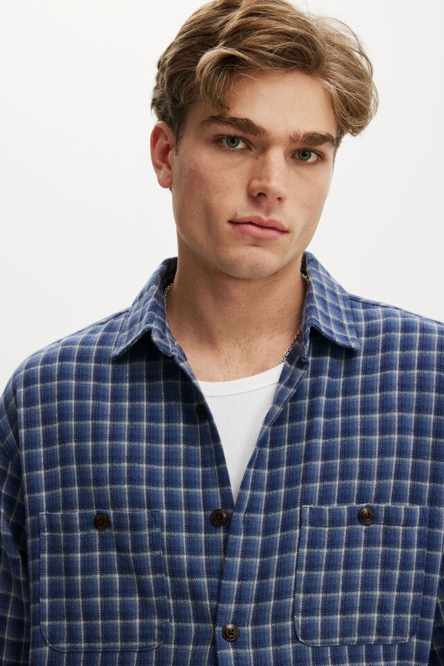 Richmond Long Sleeve Shirt, INDIGO MINI CHECK