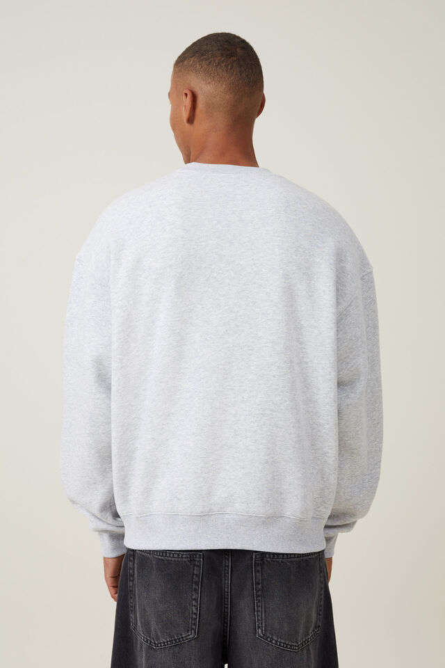 Box Fit Graphic Crew Sweater, GREY MARLE / LONGHORN COUNTRY