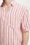 Linen Short Sleeve Shirt, PINK STRIPE - alternate image 4