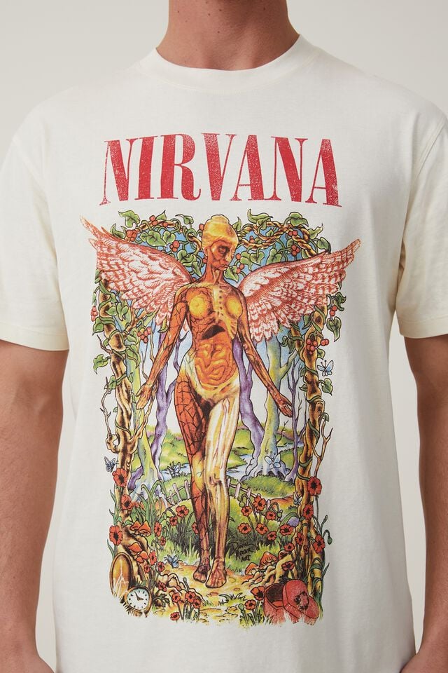 Nirvana Loose Fit T-Shirt, LCN MT CREAMPUFF/NIRVANA - FLORAL IN UTERO