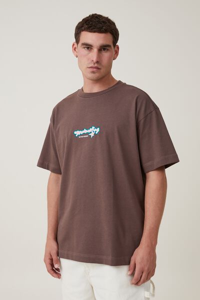 Camiseta - Box Fit Graphic T-Shirt, WASHED CHOCOLATE/GRAVITY