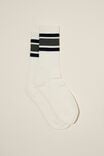 Essential Sock, VINTAGE WHITE/NAVY/FOREST TRIPLE STRIPE - alternate image 1