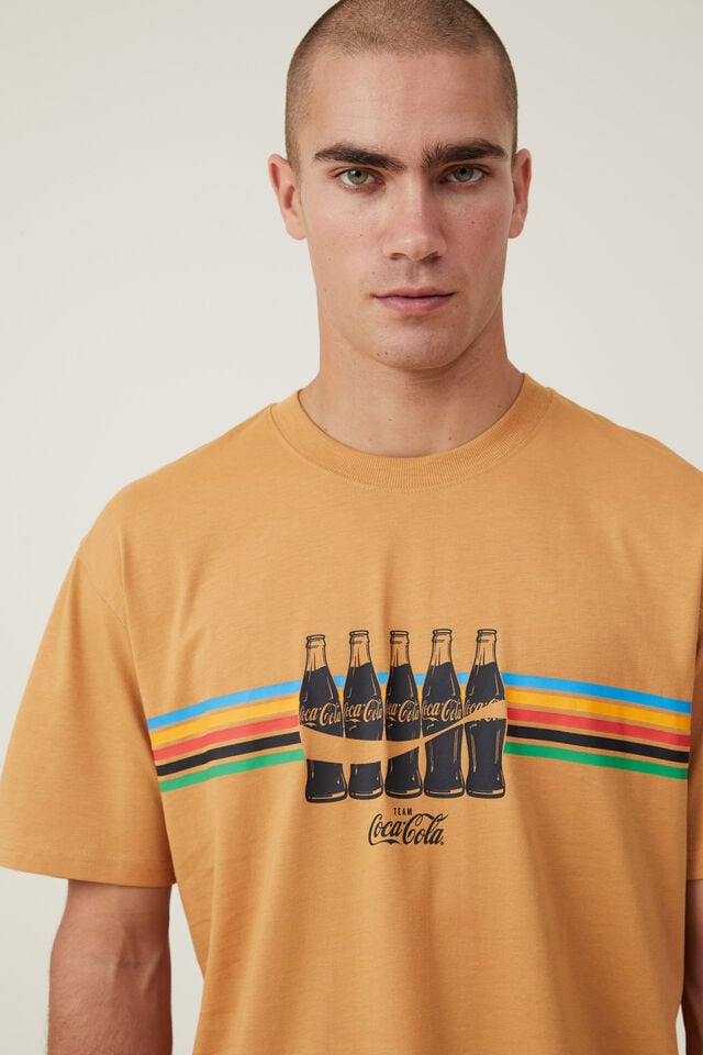 Coca-Cola Loose Fit T-Shirt, LCN COK BRONZE / STRIPE BOTTLES