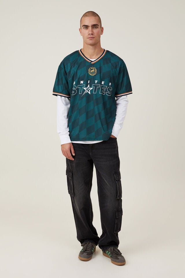 Football Jersey, DEEP SEA TEAL / UNITED STATES CHECK