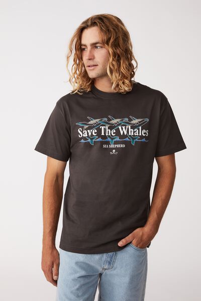Sea Shepherd Loose Fit T-Shirt, LCN SEA FADED SLATE/SAVE THE WHALES